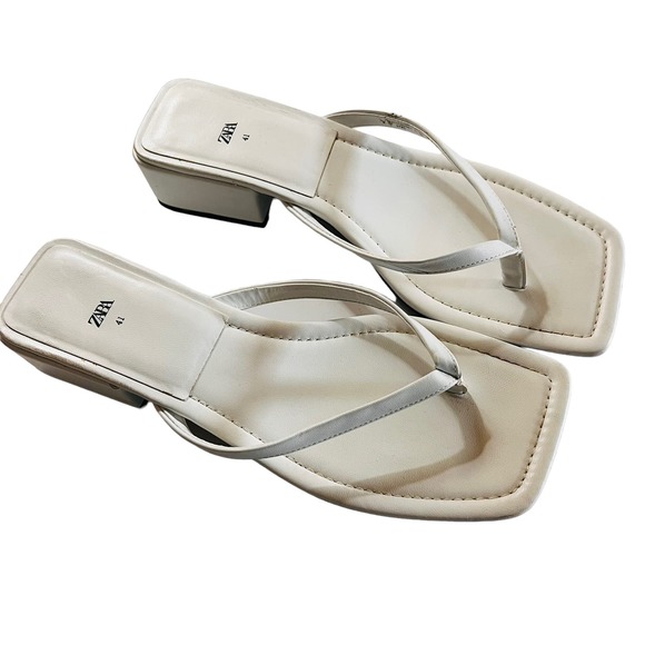 Zara Cream Block Heel Sandals - Picture 5 of 5